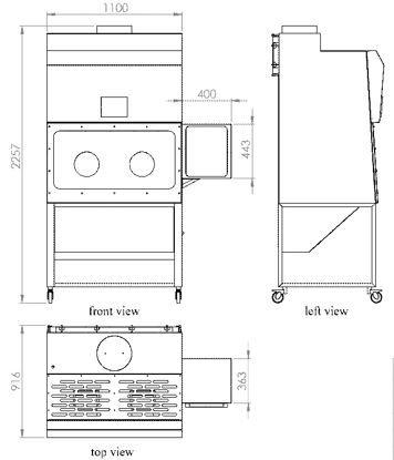 Front view class 3 hood laminar